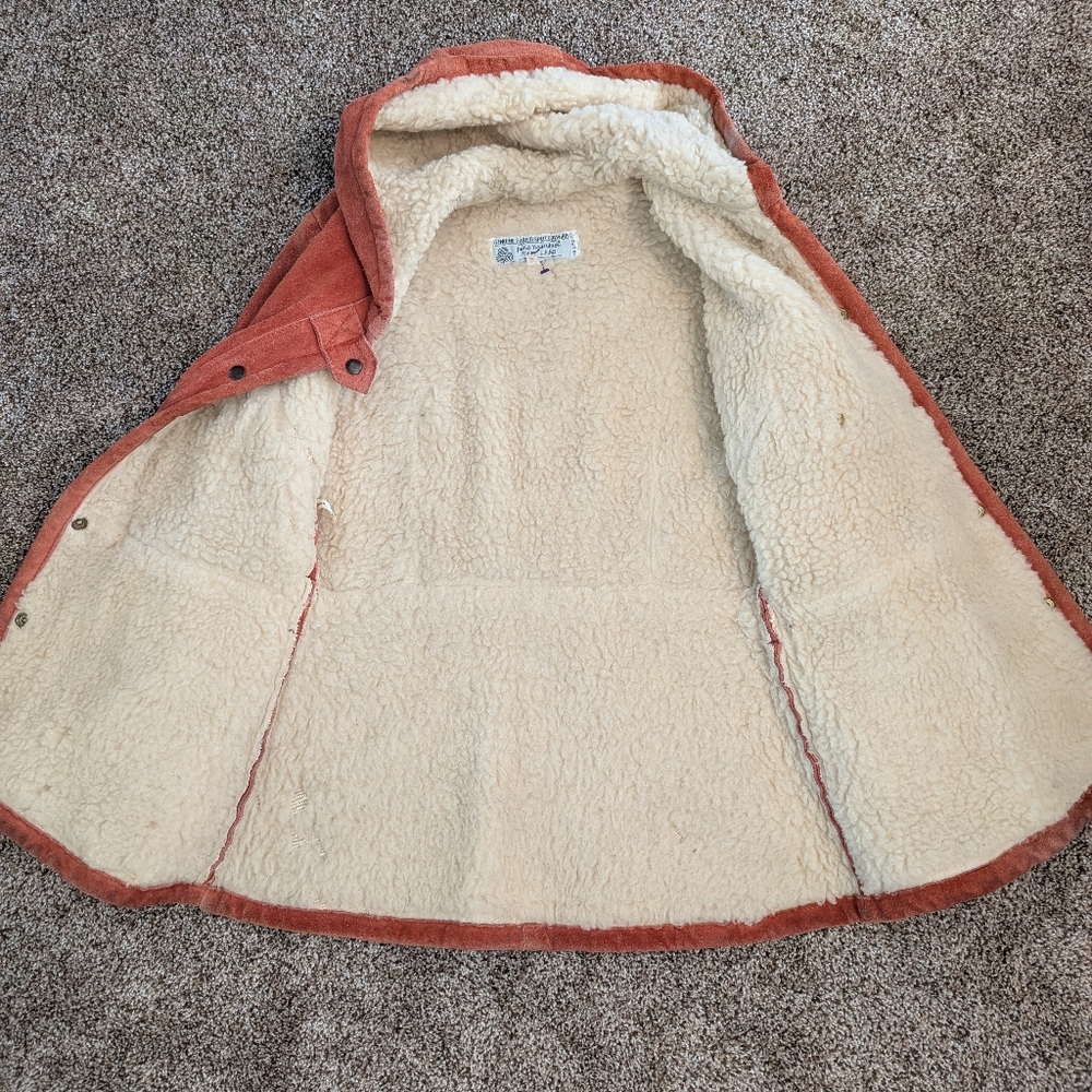 Rust Suede Hooded Jacket with Sherpa Lining - Picture 7 of 7